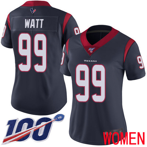 Houston Texans Limited Navy Blue Women J J  Watt Home Jersey NFL Football #99 100th Season Vapor Untouchable